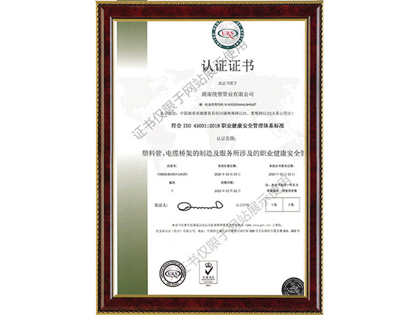 职业健康体系证书